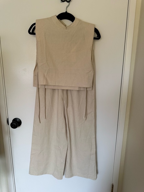 NWT Commense Linen Two Piece Set – XS (Khaki, Padded Top, Matching Set) - Picture 3 of 6